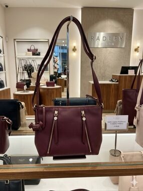 RADLEY LONDON Mulberry Leather Multi-Zip Crossbody Bag